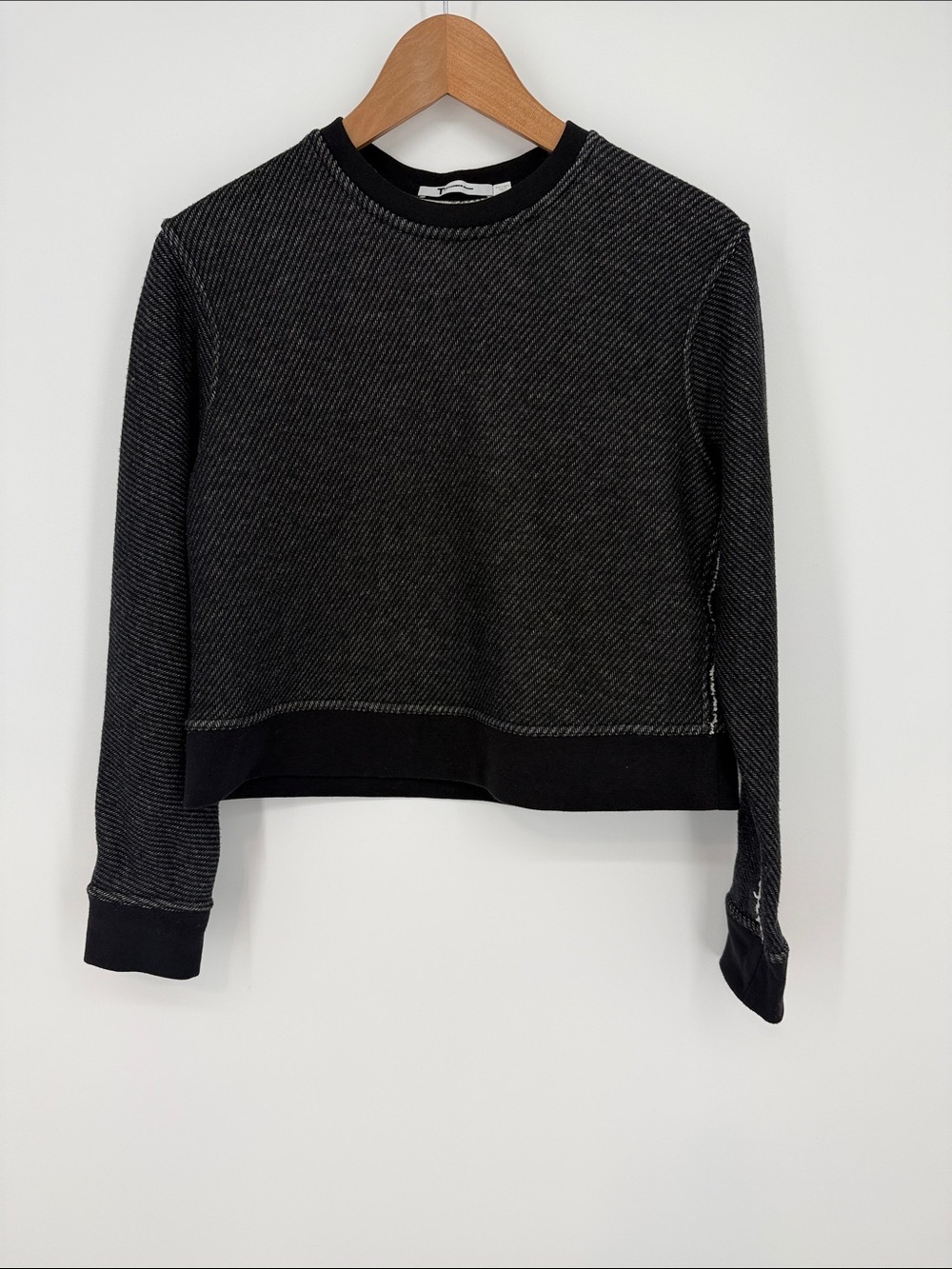 T by Alexander Wang French Terry Crewneck Black Sweatshirt Size Extra Small